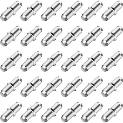 Lot de 80 Supports d'Étagère 5 x 16 mm à Axe Central en Métal Nickelé, Broches de Plateau pour Armoire, Bibliothèque et Vitrine (1/5)