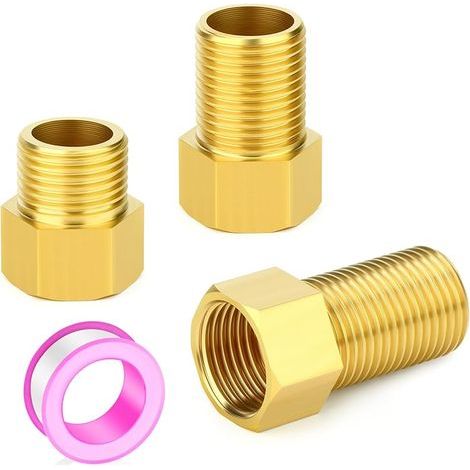 3 piezas de extensión de latón, adaptador reductor hexagonal de tubería de 1/2" hembra a 1/2" macho, convertidor adaptador, 30 mm/40 mm/50 mm (1/4)