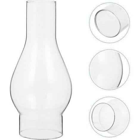 Abat-jour en Verre Transparent pour Lampe à Huile, Cheminée en Verre de Lampe à Pétrole, Abat-jour pour Lampe Kérosène, Accessoires Remplaçables (16.5cm)