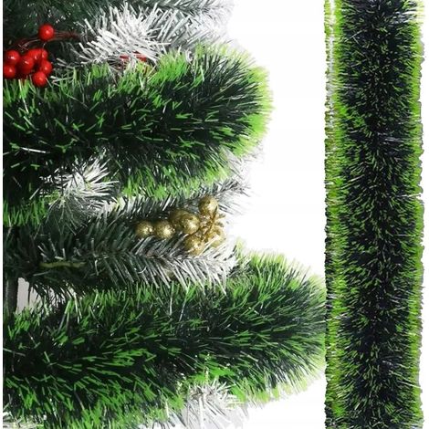 Cadena para árbol de Navidad verde de 6 m, guirnalda navideña para árbol de Navidad XXL de 15 cm de grosor. (1/5)