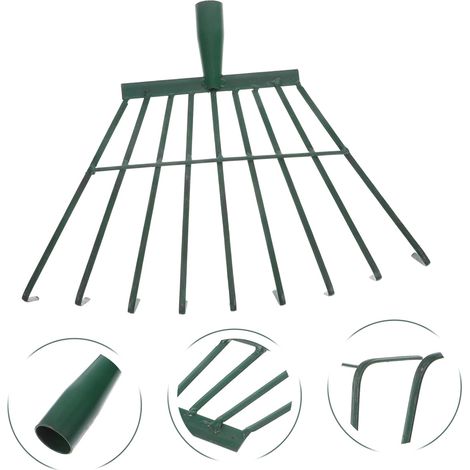 Gardening Hand Rake, Green Iron Leaf Rake
