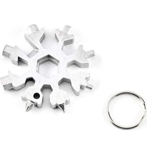 (White) 18-in-1 Snowflake Multi-Tool, Stainless Steel Snowflake Bottle Opener Adventure Tool for Indoor and Outdoor Use