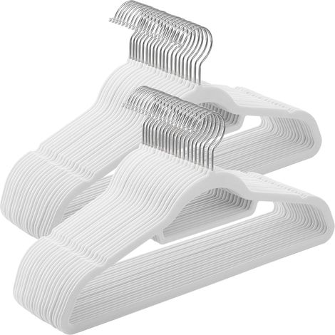 Grucce in velluto set da 20 antiscivolo spessore 6 cm salvaspazio gancio girevole a 360° lunghezza 45 cm per cappotti camicie abiti pantaloni bianche 120005067