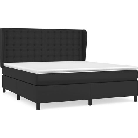 Maison Exclusive - Sommier à lattes de lit avec matelas Noir 180x200 cm Similicuir