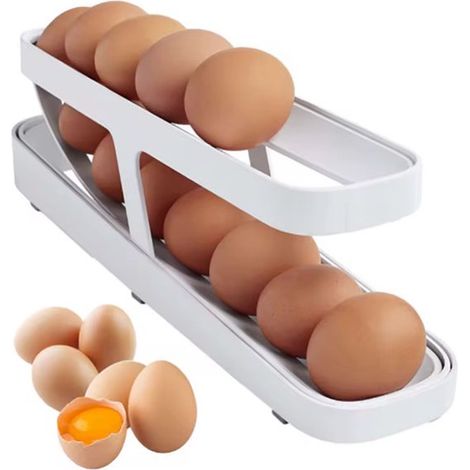 Porte-œufs pour réfrigérateur – contient 18 œufs – trois niveaux – blanc (1/5)