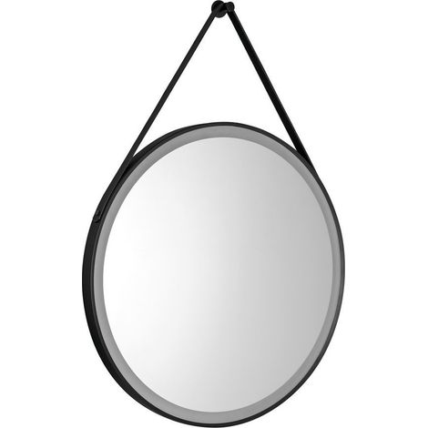 Aqualine - Miroir avec éclairage LED, diamètre 60 cm, capteur tactile, noir mat SG060 (1/5)