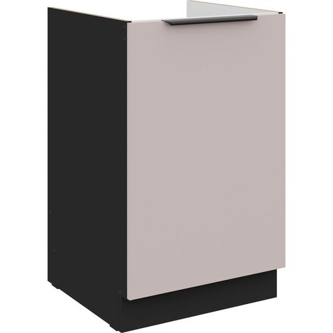 Küchen Spülenunterschrank 50 cm Küche ARONA Kaschmir beige matt + Schwarz matt Küchenzeile Küchenblock Küche Einbauküche (1/5)