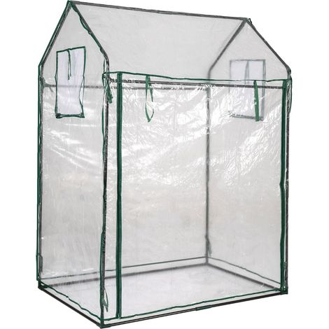 Mini invernadero para tomates de 129 x 80 x 173 cm protección durante todo el año ventilación óptima fabricado en PVC negro transparente 200018800