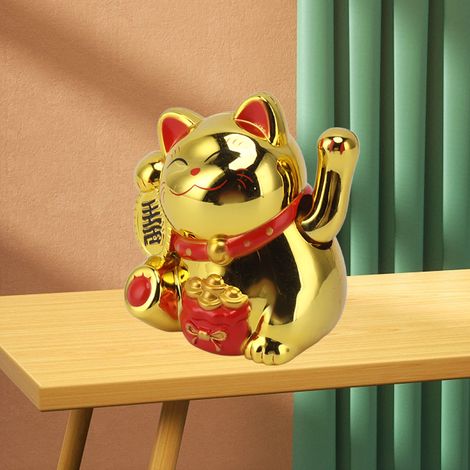 Maneki Neko Glücksbringer-Solarfigur, 5 cm groß, lebendig und liebenswert, für Büro, Auto oder Geschäftsdekoration, 1 Stück (1/5)