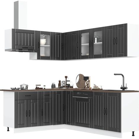 Mueble de cocina Lucca negra 11 piezas madera contrachapada (1/5)
