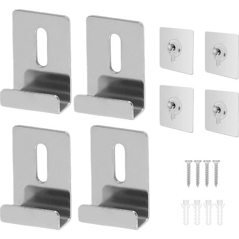 Kit de 4 Pinces Miroir Métal Fixation Miroir Mural Supports de Miroir Robustes Avec Vis Et Goupilles (Largeur Interne 7mm), Pour Montage Sans Cadreaffichage (Argent) (1/5)