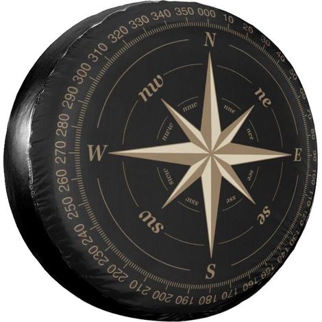 Spare Wheel Cover, Compass Pattern, Universal Waterproof Rim Cover, Suitable for SUV Camper Trailer Car Wheel Accessories (27.6-29.5inch) (1/5)