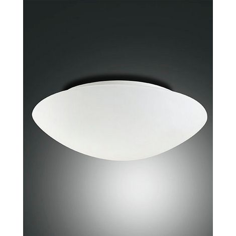 Plafonnier Pandora E27 2X75W En Métal Et Verre Soufflé Blanc, Diamètre 460 Mm, Compatible Smart Luce - Fabas Luce