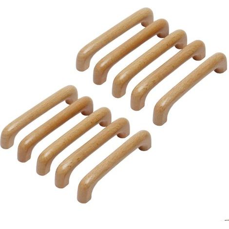10 Pièces Poignée de Meuble Bois, Poignée Meuble Cuisine Placards Poignee Porte, Espacement des Trous 128mm, pour Meubles de Cuisine et Tiroirs (1/5)