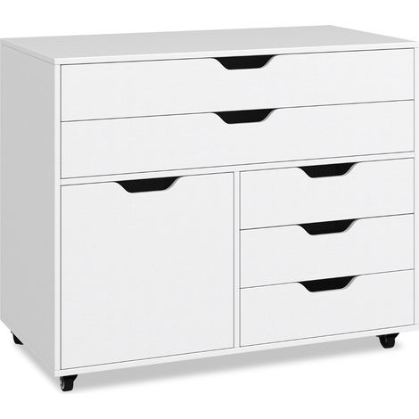 Carrello di servizio mobile con 5 cassetti 77,5 x 40 x 64 cm facile da organizzare stile moderno legno MDF bianco 200015245