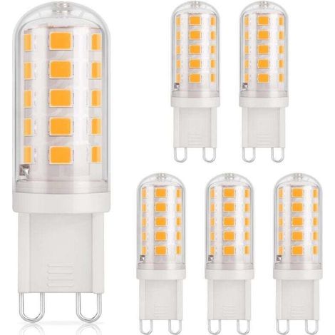 G9 3W 430lm LED-Lampe, entspricht einer 40W Halogenlampe, warmweiß 3000K, 220-240V, CRI 85, energiesparender Keramiksockel, nicht dimmbar, Standard-G9-Sockel, 6er-Pack [Energieklasse D]