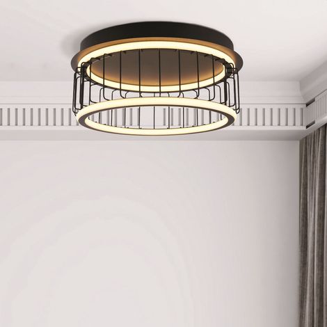 Plafonnier métal LED Ø 40 cm noir blanc rond 3000 K lumière blanc chaud 1074 lm moderne