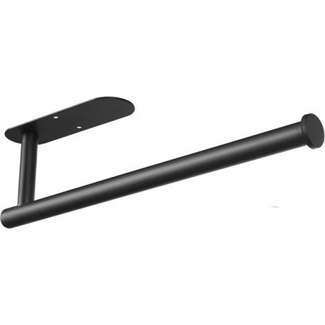 1 Porte-rouleau, Acier inoxydable, Noir, Fixation sous meuble, Auto-adhésif, Cuisine, Salle de bain (1/5)