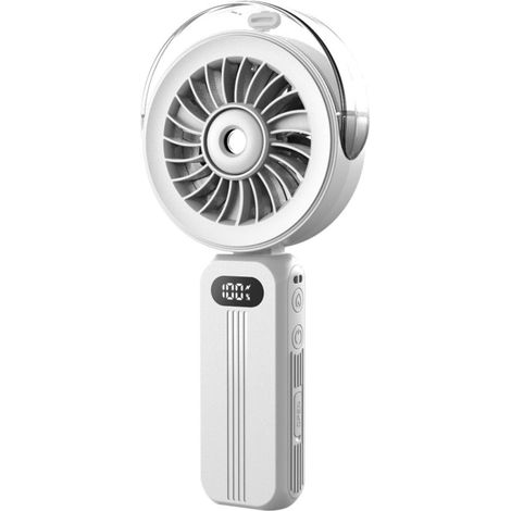 Tragbarer Handventilator, wiederaufladbarer Kühlnebelventilator mit Wassersprühfunktion, batteriebetrieben, geeignet für Reisen, drinnen und draußen (weiß) (1/5)