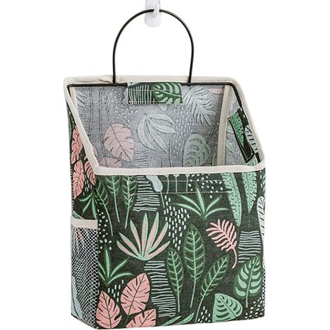 Sac de rangement mural coton lin imperméable peut être utilisé pour chambre salle de bain cuisine vert (1/5)