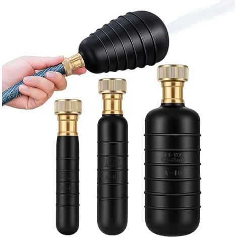 Deboucheur Canalisation en Caoutchouc, Kit de Nettoyage 3pcs à Eau Sous Pression, Débouche Tout WC/Évier/Gouttières/Égouts, Ventouses Plomberie Professionnelle -