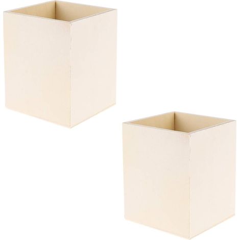 2 Pièces Porte-crayons Bois Boîte de Rangement pour Bureau Organisateur de Fournitures de Bureau Accessoire (1/5)