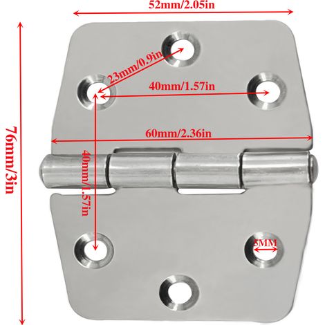6-hole stainless steel hinge 74602, hinge for motorhomes, boats and yachts, ship hinge 74602.