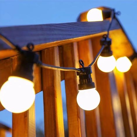 Guirlande 5M Blanc- Guirlande Electrique Exterieur 10 Bulbes Blancs - Guirlande Exterieur Decoration Romantique, Chic, Déco pour Jardin et Patio (1/5)