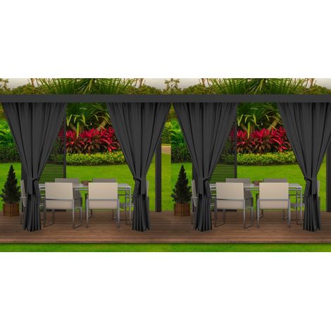 Setgarden – Rideaux d'extérieur 4 pièces 155x220cm polyester anthracite – Imperméables pour pergola et terrasse – Protection solaire efficace (1/3)