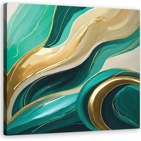 Tableau déco Moderne Abstrait Turquoise 40x40 (1/5)