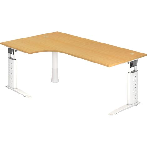 bümö Schreibtisch Serie-U Eckform: 200 x 120 cm  Buche Weiß