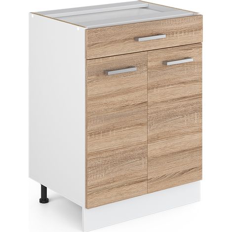 Base universale R-Line, Sonoma, 60 cm con cassetti, senza piano di lavoro, Vicco
