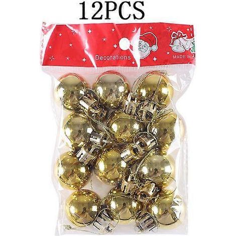 24 boules de Noël dorées (12 boules de 3 cm) - Décoration de sapin de Noël - Ornements à suspendre pour la maison - Accessoires de décoration pour Noël et le Nouvel An (1/5)