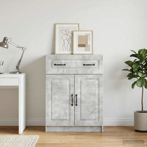 vidaXL Buffet Gris béton 66 x 34,5 x 87 cm Bois d'ingénierie (1/5)