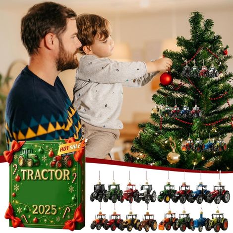 Calendrier de l'Avent de Noël Décoration de Noël en acrylique 2D, tracteur de 24 jours, décoration de sapin de Noël, compte à rebours – pour enfants et adultes, fête d'hiver (1/5)