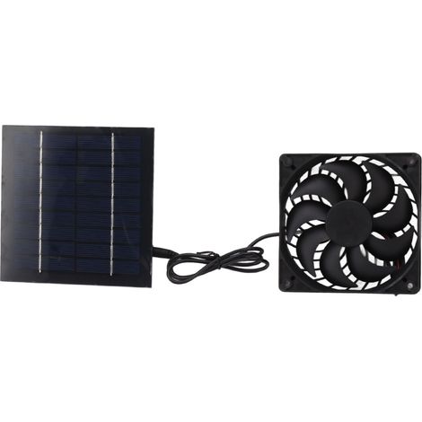 Ventilateur solaire 10W avec panneau solaire, kit de ventilation pour petite serre, niche chien, cabanon (1/5)