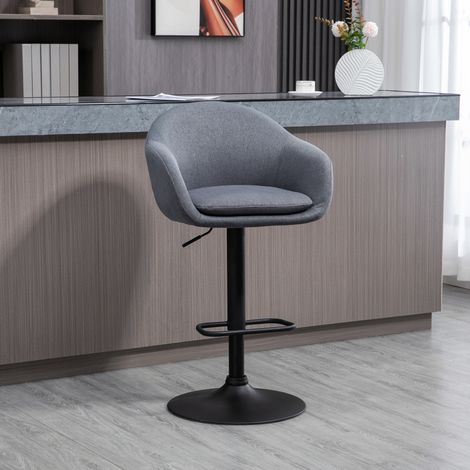 CHICFURN Taburete de bar regulable 54 x 54 x 112 cm gris de acero, giratorio 360° (1/5)