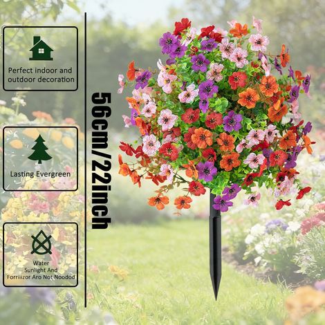 Plantes en pot avec piquets de sol, fausses feuilles d'eucalyptus violettes, arbustes artificiels, arbres à feuilles persistantes, 2 pièces (1/5)