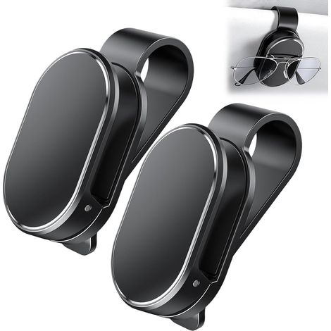 Soporte para gafas de coche de 2 piezas, clip minimalista para gafas de sol, fácil de instalar y quitar, compatible con todo tipo de gafas.