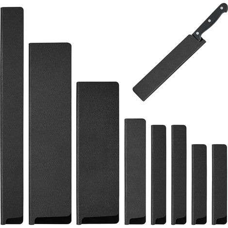 8 Pièces Protège-Couteau avec Doublure en Velours Six Tailles Universel Housses de Protection pour Couteaux Garde au Sec Protège Lame de Cuisine Adapté à de Nombreux Types de Couteaux (Noir)
