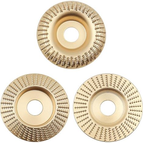 Disco de lijado de madera de 3 piezas, disco de escofina para amoladora angular, muela abrasiva de carburo de madera, rueda de lijado, muela abrasiva, amoladora angular (dorado) (1/5)