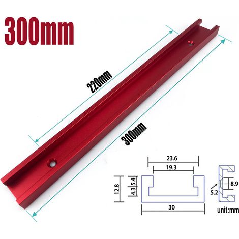 Rainure rouge de 300 mm Coulisseur à rainure en T, type 30, écrou de barre coulissante pour le travail du bois (modification spéciale) (1/5)