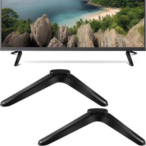 Soporte para TV, soporte izquierdo y derecho, base, con tornillos, 20x14x4 cm, compatible con pantallas de 32 a 55 pulgadas, soporte de escritorio, soporte de montaje, fácil de instalar, negro. (1/5)