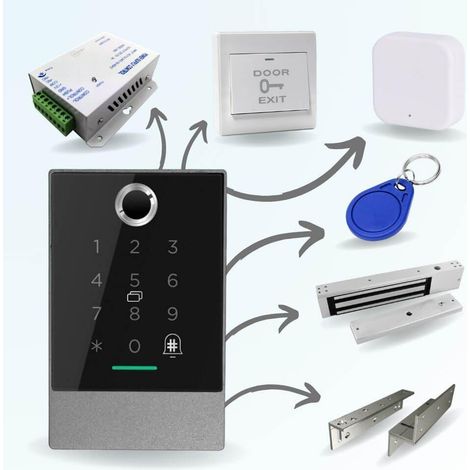 Kit de contrôle d'accès connecté - code badge et biométrie - LOCKY 7 BIO