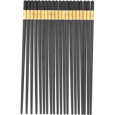 Lot de 10 paires de baguettes chinoises en bambou, sûres et durables, vaisselle idéale pour famille et hôtel, cadeau parfait. (1/5)