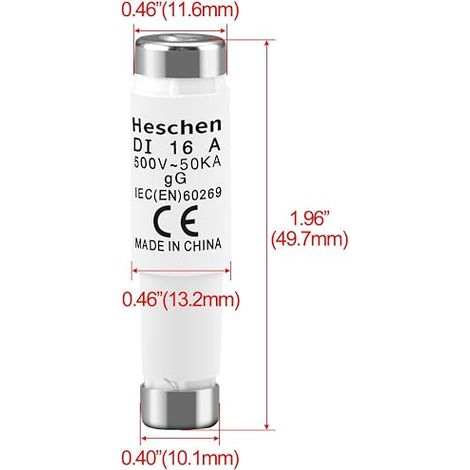 Ceramic Fuse Links, DI Type Fuse Links, 16A 500VAC, gG Type, for Cable and Line Protection (1/4)