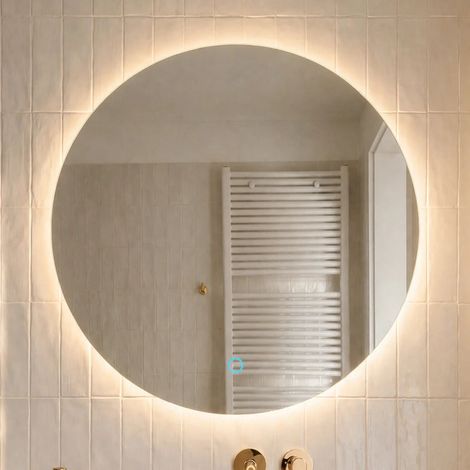 [NEUWERTIG] B-Ware Lucande LED Spiegel Celestiel rund beheizbar CCT 60cm chrom Badezimmerlampe (1/2)
