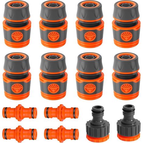 14 connettori per tubo da giardino, raccordo per tubo da giardino da 13 mm (1/2") con spina e connettore per rubinetto 2 in 1 (1/5)