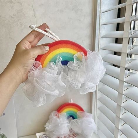 Regenbogen-Badeball, weiche Netzmotoren, Babyduschen-Waschschwamm, Dokumentenreiniger mit Cartoon-Motiven (1/4)