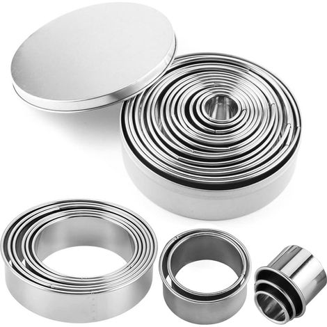 Lot de 12 Emporte Piece Rond,Emporte Piece Patisserie,Cercle a Patisserie,Emporte-Pièces en Acier Inoxydable pour Pâtisserie Gâteau Fondant Feuilletée Biscuit et Tartelettes (1/5)